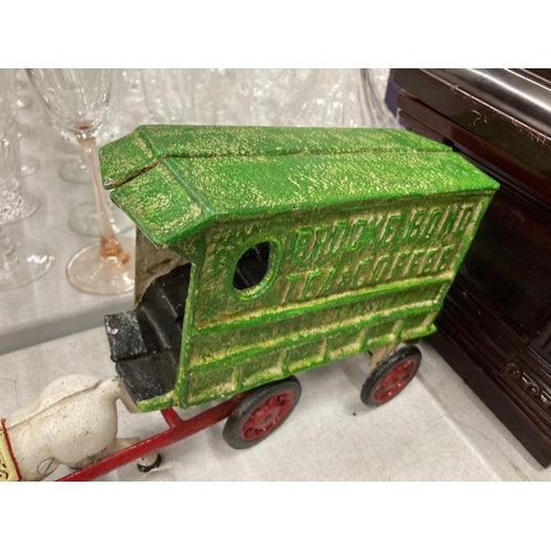 275 - A CAST BROOKE BOND TEA HORSE DRAWN WAGON MODEL