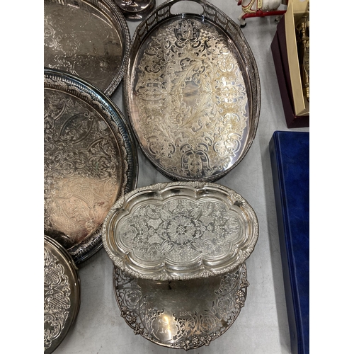 278 - A GROUP OF SILVER PLATED TRAYS