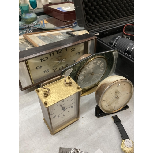 300 - A COLLECTION OF RETRO CLOCKS - BENTIMA, SMITHS QUARTZ, CORAL AND WESTCLOX