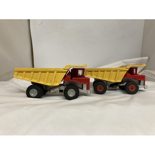 348 - TWO DINKY TOYS AVELING - BARFORD DUMP TRUCKS UNBOXED