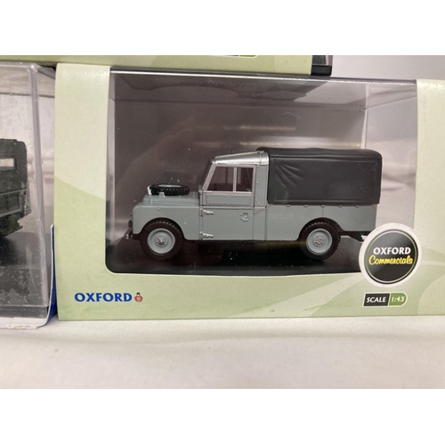 359 - THREE OXFORD DIECAST LANDROVERS (BOXED) (MINT) 1:43 SCALE