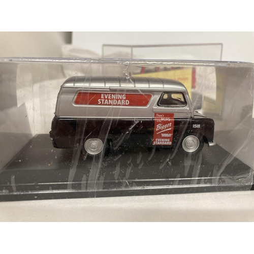 362 - THREE OXFORD DIECAST VANS (MINT) TO INCLUDE A LIMITED EDITION AUSTIN PARALANIAN NO. 1151 OF 2000 WIT... 