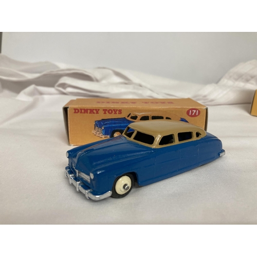 367 - THREE BOXED DINKY MODELS NO. 106 - AN AUSTIN ATLANTIC CONVERTIBLE - NO. 170 - A FORD FORDOR SEDAN AN... 