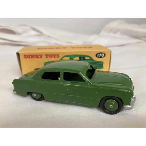 367 - THREE BOXED DINKY MODELS NO. 106 - AN AUSTIN ATLANTIC CONVERTIBLE - NO. 170 - A FORD FORDOR SEDAN AN... 