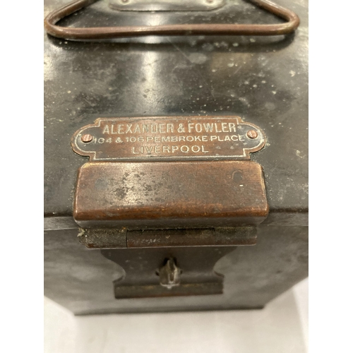 140 - A CIRCA 1890, ALEXANDER-FOWLER, LIVERPOOL, METAL CARRIAGE WARMER