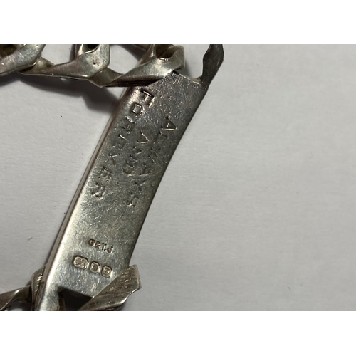 622 - A HALLMARKED LONDON HEAVY SILVER FLAT LINK IDENTITY BRACELET GROSS WEIGHT 44.5 GRAMS