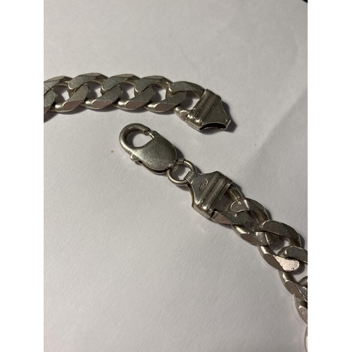 624 - A HEAVY MARKED SILVER FLAT LINK NECKLACE LENGTH 51CM WEIGHT 84.1 GRAMS