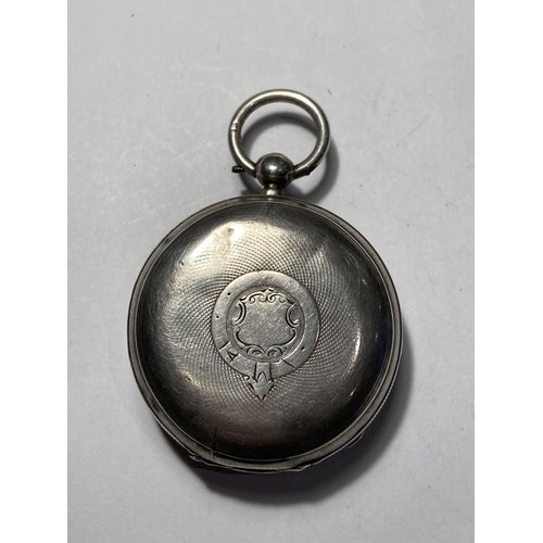 650 - A HALLMARKED BIRMINGHAM SILVER POCKET WATCH, WORKING AT TIME OF LOTTING