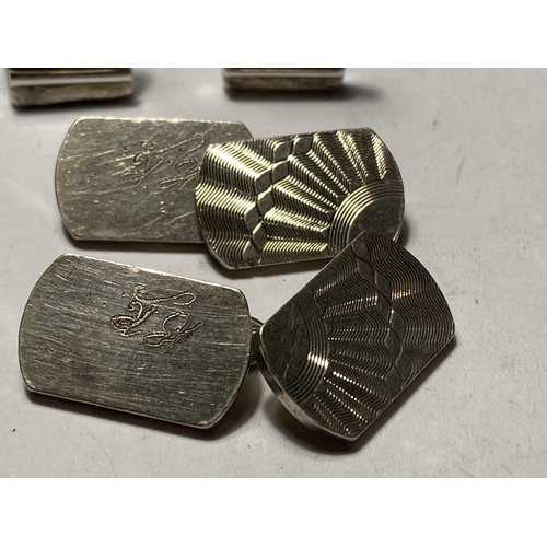 665 - TWO PAIRS OF SILVER CUFFLINKS