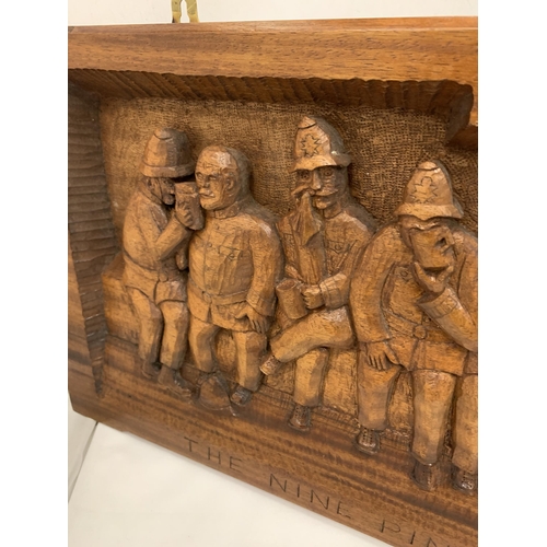 19 - A LARGE CARVED WOODEN 'THE NINE PINTS OF THE LAW' POLICEMAN PLAQUE