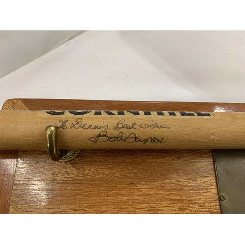 25 - A 1992 SIGNED CRICKET STUMP FROM ENGLAND VS PAKISTAN FIRST TEST AT EDGEBASTON WITH BRASS PRESENTATIO... 