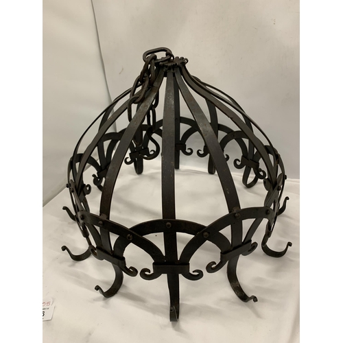 46 - A CAST METAL HANGING GARDEN LANTERN