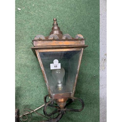 68 - A PAIR OF VICTORIAN STYLE COPPER LANTERNS