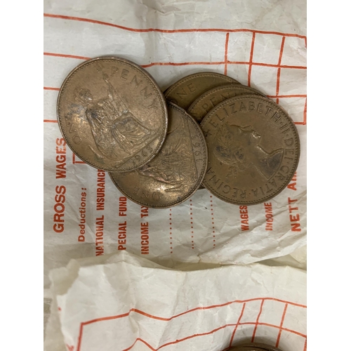 167 - A LARGE QUANTITY OF PRE-DECIMAL COINS TO INCLUDE PENNIES AND HA'PENNIES