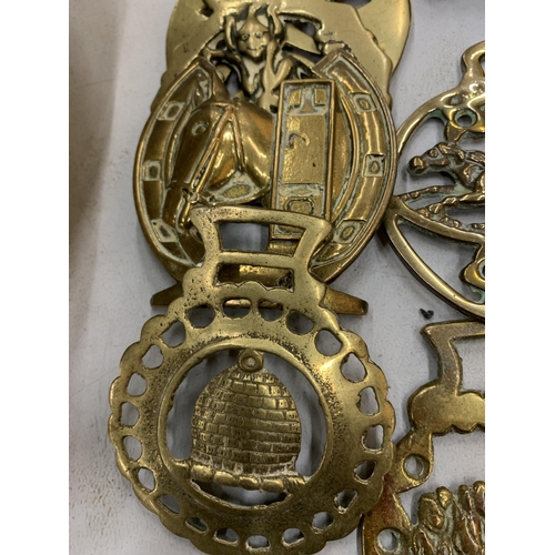 180 - A LARGE QUANTITY OF VINTAGE BRASS HORSE BRASSES, ETC