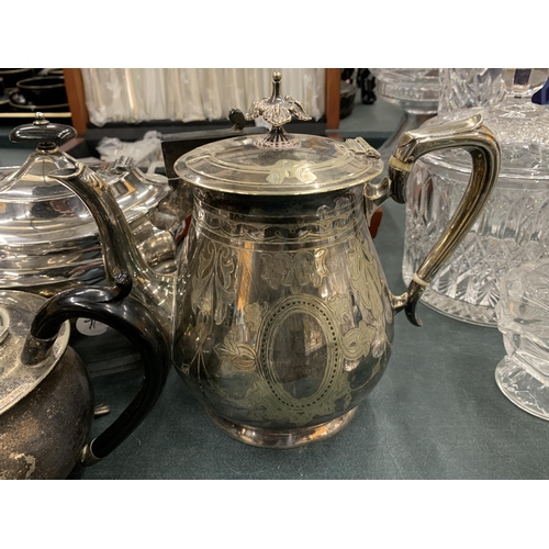 192 - FOUR SILVER PLATED TEAPOTS