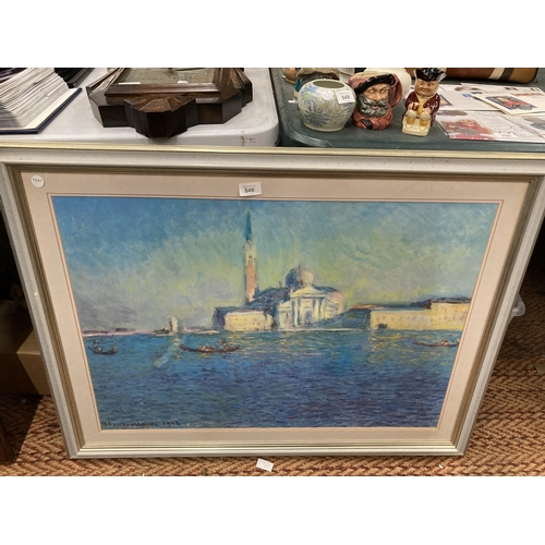 846 - A LARGE FRAMED CLAUDE MONET PRINT, 96CM X 74CM