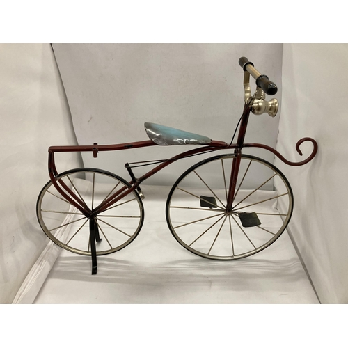 854 - A MODEL OF A BONESHAKER BICYCLE, HEIGHT 47CM, LENGTH 57CM