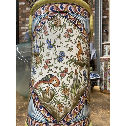 875 - A LARGE HAND PAINTED STICK STAND, HEIGHT 50CM