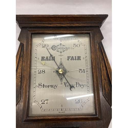 891 - A VINTAGE MAHOGANY CASED SQUARE BAROMETER - A/F, TO GLASS