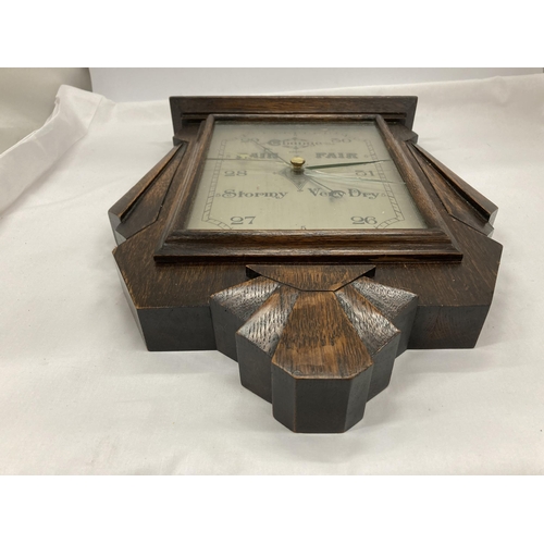 891 - A VINTAGE MAHOGANY CASED SQUARE BAROMETER - A/F, TO GLASS