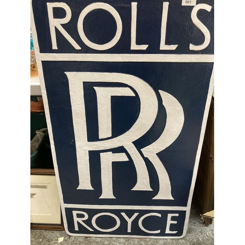 901 - A LARGE CAST METAL ROLLS ROYCE SIGN