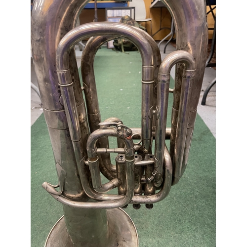 82 - A VINTAGE SILVER PLATED BESSON & CO CLASS A PROTOTYPE TUBA MUSICAL INSTRUMENT