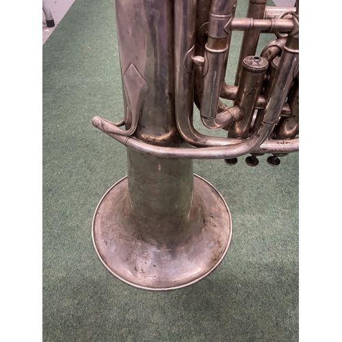 82 - A VINTAGE SILVER PLATED BESSON & CO CLASS A PROTOTYPE TUBA MUSICAL INSTRUMENT