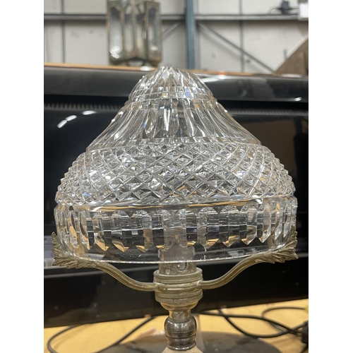 86 - A VINTAGE CUT GLASS MUSHROOM LAMP