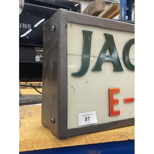 87 - A JAGUAR E-TYPE ILLUMINATED BOX SIGN