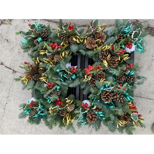 116 - SIXTEEN GRAVE POTS WITH FIR, HOLLY CONES AND RIBBON + VAT TO BE SOLD FOR THE FIVE