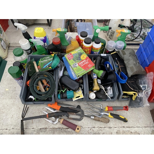 2000 - AN ASSORTMENT OF GARDEN ITEMS TO INCLUDE SPRAYS AND BRUSHES ETC