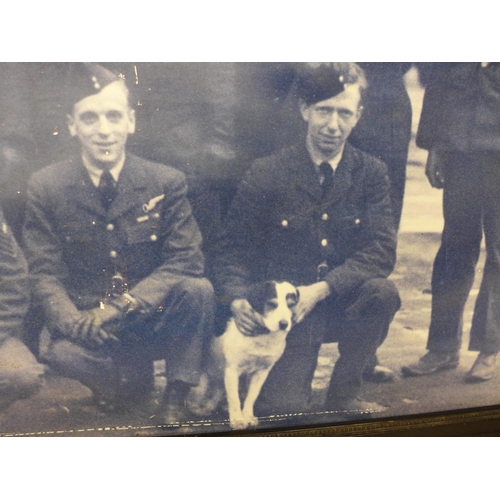 437 - TWO FRAMED PHOTOGRAPHS OF WORLD WAR II, RAF PERSONEL IN FRONT OF BOMBERS, 40 X 60CM AND 34 X 60 CM