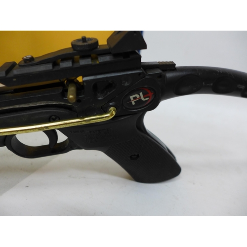 444 - A PL HAND HELD CROSSBOW, LENGTH 50CM