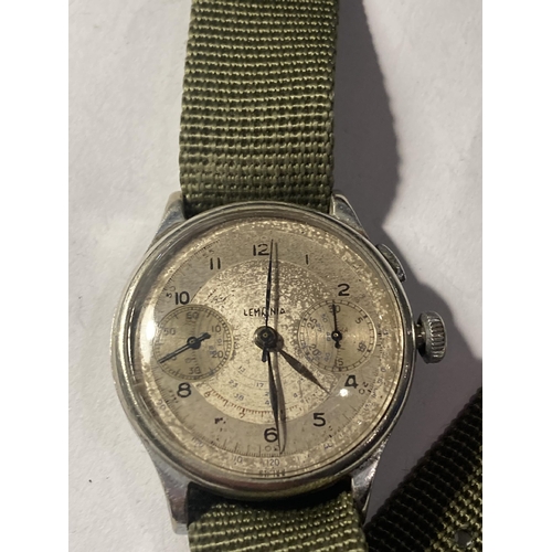 506 - A VINTAGE LEMANIA CHRONOGRAPH WRIST WATCH