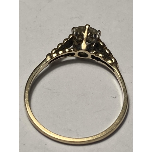 677 - A 9 CARAT GOLD RING WITH SOLITAIRE CUBIC ZIRCONIASIZE R/S