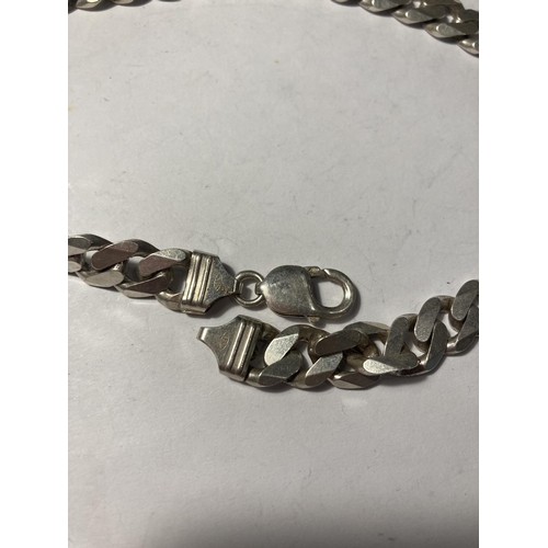 683 - A HEAVY MARKED SILVER CURB LINK NECK CHAIN 85.5 GRAMS