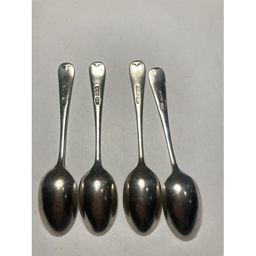 696 - FOUR HALLMARKED BIRMINGHAM SILVER TEASPOONS WEIGHT 46.7 GRAMS