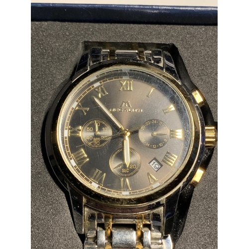 508A - A LIGE MEGALITH CHRONOGRAPH WRIST WATCH WITH INSTRUCTIONS, SPARE LINKS AND ORIGINAL BOX ETC