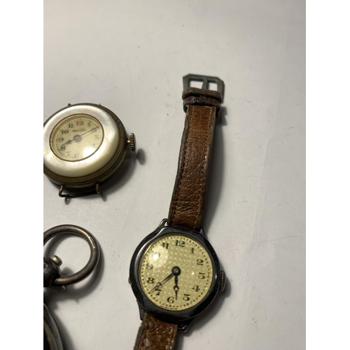 555A - FOUR VARIOUS WATCHES FOR SPARES OR REPAIR TO INCLUDE A SILVER POCKET WATCH