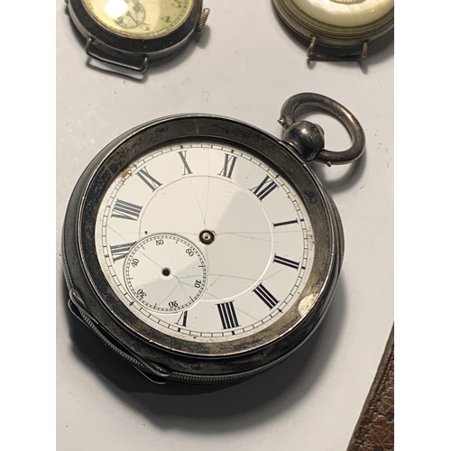 555A - FOUR VARIOUS WATCHES FOR SPARES OR REPAIR TO INCLUDE A SILVER POCKET WATCH