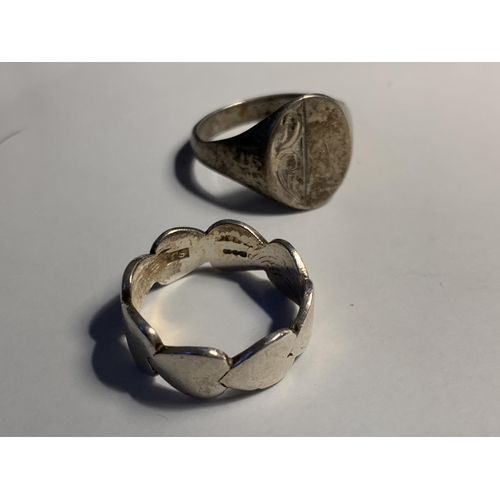 739 - FIVE VARIOUS SILVER RINGS