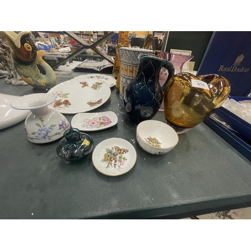 915 - A MIXED LOT OF CERAMICS AND GLASSWARE TO INCLUDE DARTMOUTH POTTERY, SYLVAC, ROYAL WORCESTER BUTTERFL... 