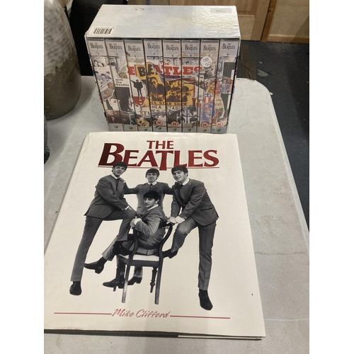 963 - THE BEATLES ANTHOLOGY VHS TAPES IN EIGHT PARTS AND A LARGE BEATLES HARDBACK BOOK