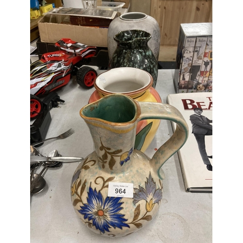 964 - FOUR LARGE STUDIO POTTERY VASES