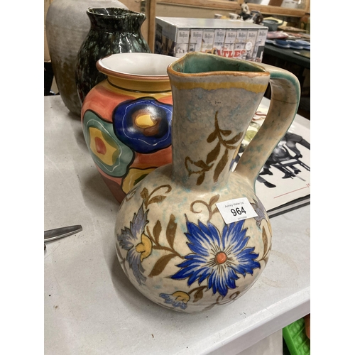 964 - FOUR LARGE STUDIO POTTERY VASES