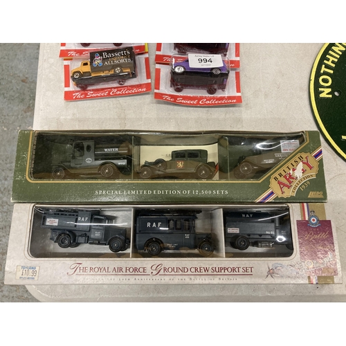 995 - TWO BOXED DIECAST VEHICLE SETS - LLEDO BRITISH ARMY AND ROYAL AIR FORCE