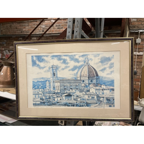 999 - A LARGE ITALIAN PRINT, SIGNED MARCO RAMAZOFF