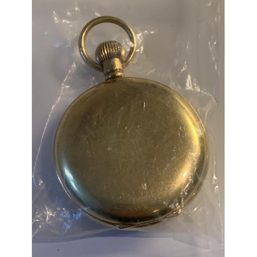 729 - A GOLD PLATED VERTEX REVUE POCKET WATCH SEEN WORKING BUT NO WARRANTY