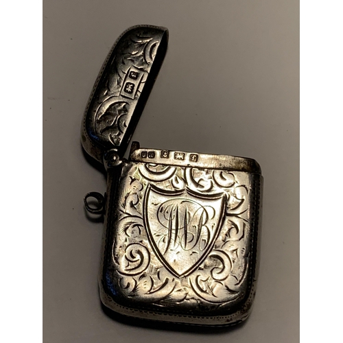 730 - A HALLMARKED BIRMINGHAM SILVER VESTA CASE